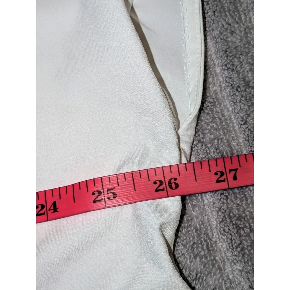 Athleta White V Neck Short Sleeve Scrub Top‎ Plus Size 2X Side Slits Relaxed Fit